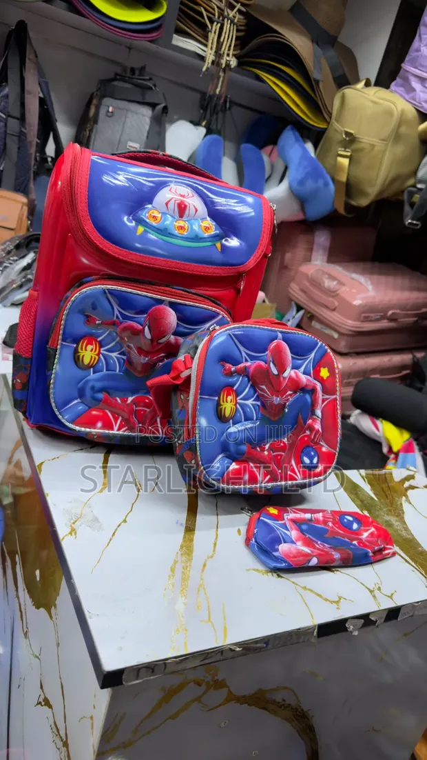 Children's 3D Embossed School Backpack Set - 1