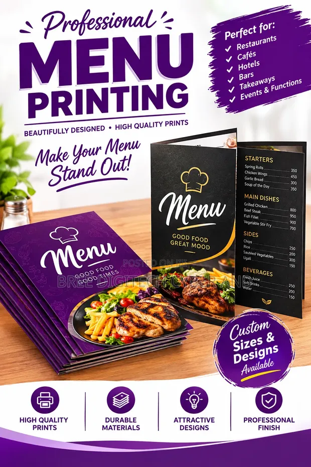 Premium Laminated Menu Cards - 1