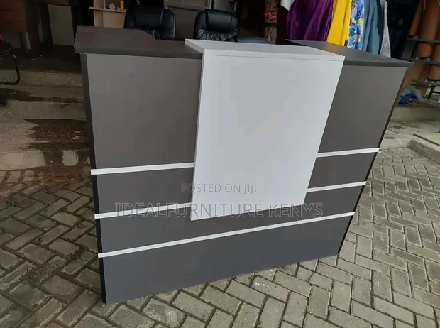 Brand New Gray & White Rectangular Reception Desk - 1