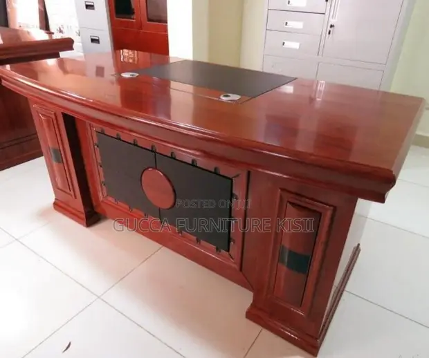 Curved Front Mahogany Finish 180cm Desk - 1
