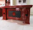 Curved Front Mahogany Finish 180cm Desk - 3
