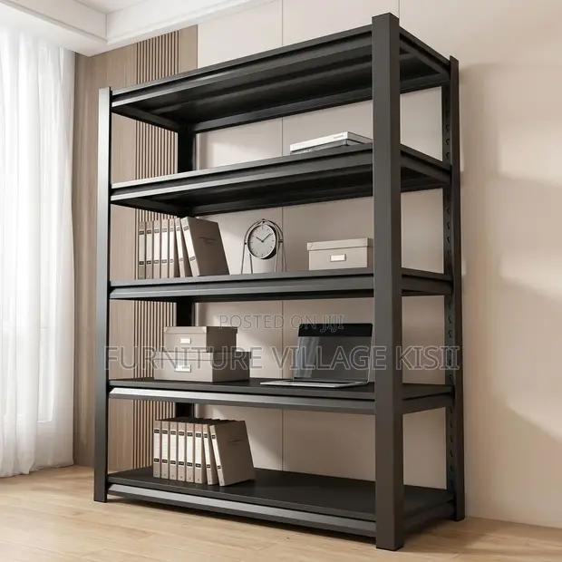 5 Tier Black Metallic Bookshelf - 1