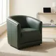 Kiti cha Mkono cha Faux Leather Barrel - Kijani - 1