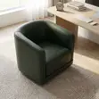 Kiti cha Mkono cha Faux Leather Barrel - Kijani - 3
