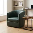 Kiti cha Mkono cha Faux Leather Barrel - Kijani - 4