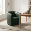 Kiti cha Mkono cha Faux Leather Barrel - Kijani - 5