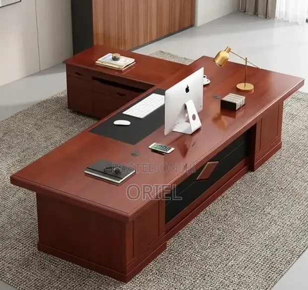 Executive Mahogany Office Desk with Side Return - 1
