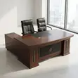 Executive Mahogany Office Desk with Side Return - 3