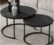 Meza ya Kahawa ya 2-in-1 ya Kisasa (Nyeusi) - 3