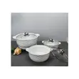 Set of 3 White Ceramic Soup Pots with Glass Lids - 1