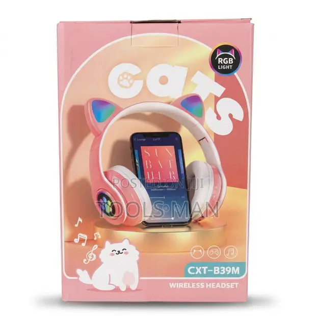Bing Bing CXT-B39M RGB Cat Ear Wireless Headset Pink - 1