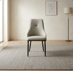 New Upholstered Leather Dining Chair with Gold Legs