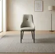 New Upholstered Leather Dining Chair with Gold Legs - 1