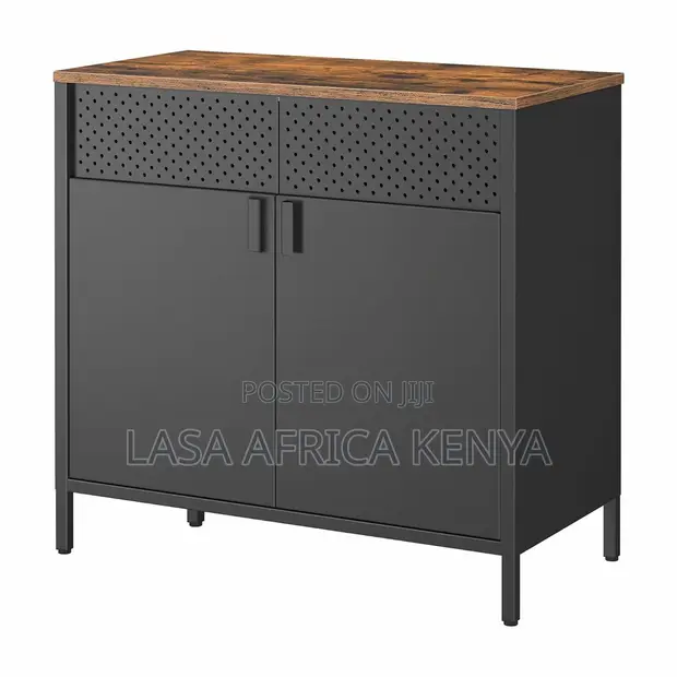 LAZAVA Industrial Sideboard Cabinet Nyeusi Kahawia - 1