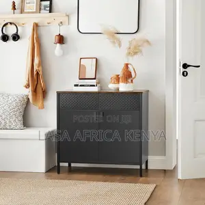 LAZAVA Industrial Sideboard Cabinet Nyeusi Kahawia