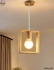 Mwanga wa Pendant Mbao Mraba - 1