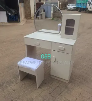 Modern Wooden Dressing Table with Mirror & Stool