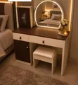 Modern Wooden Vanity Makeup Table Set with Mirror & Stool - 1