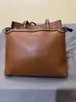 2-in-1 Brown Faux Leather Tote Handbag with Pouch - 3