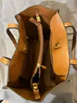2-in-1 Brown Faux Leather Tote Handbag with Pouch - 4