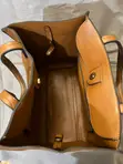 2-in-1 Brown Faux Leather Tote Handbag with Pouch - 5