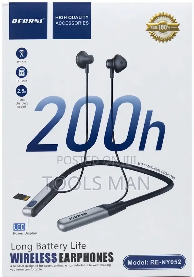 Recrsi RE-NY052 Wireless Neckband Earphones Bluetooth 5.3 - 1