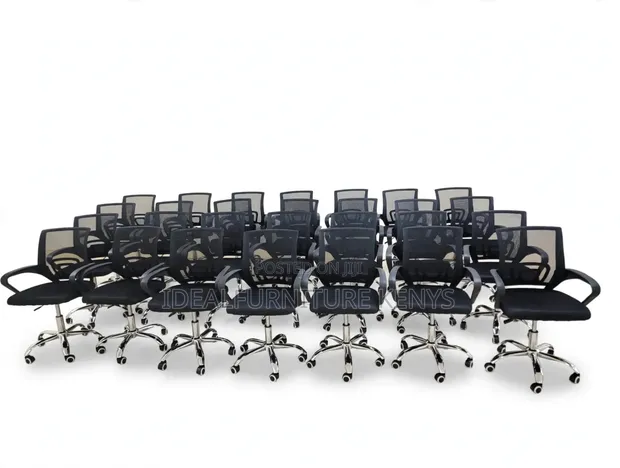Black Mesh Mid-Back Office Chairs (Brand New) - 1