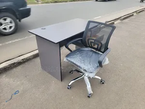 Ofisi Dawati Seti - Meza Grey na Droo 3 + Kiti Mesh
