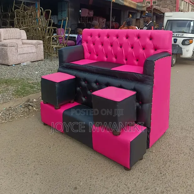 Pedicure Chair with Armrest - Black and Pink - 1