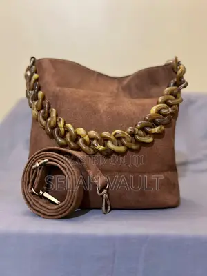 Mkoba wa Rangi ya Kahawia wa Suede na Mnyororo wa Kasa