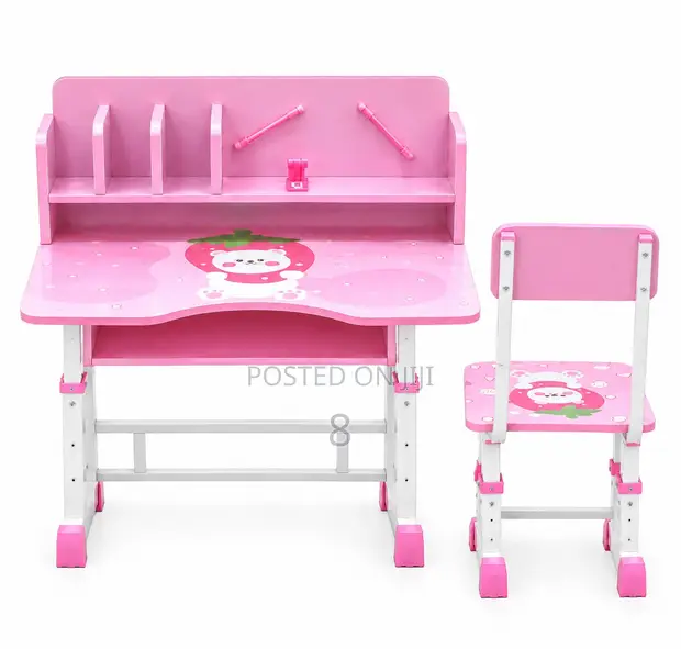 Kids Study Desk - Brand New Pink Wood - 1