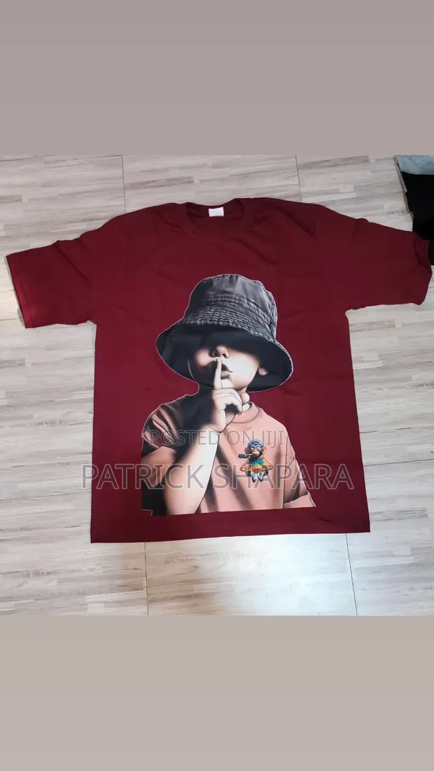 Polo Round Neck Designed T-Shirt - Maroon - 1