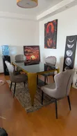 4 Seater Glass Top Dining Table with Gold Metal Frame - 3