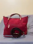 Mkoba wa Suede wa Burgundy Wenye Kamba Zinazotenganishwa - 2