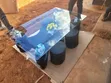 Meza ya Kahawa ya Kisasa na Viti 4 vya Poof - 3
