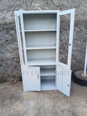 Modern Front Glass Storage Cabinet with Adjustable Shelves
