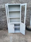 Modern Front Glass Storage Cabinet with Adjustable Shelves - 1