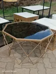 Octagon Coffee Table - Gold Metal Frame - 1