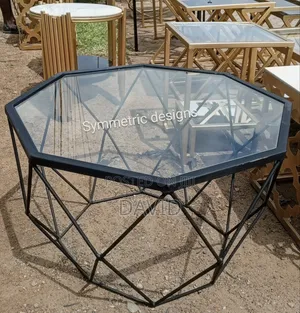 Octagon Coffee Table - Gold Metal Frame