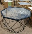 Octagon Coffee Table - Gold Metal Frame - 2