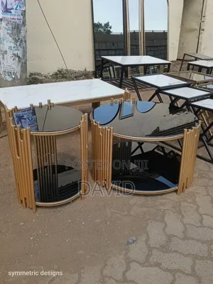 Industrial Coffee Table - Gold Metal Frame