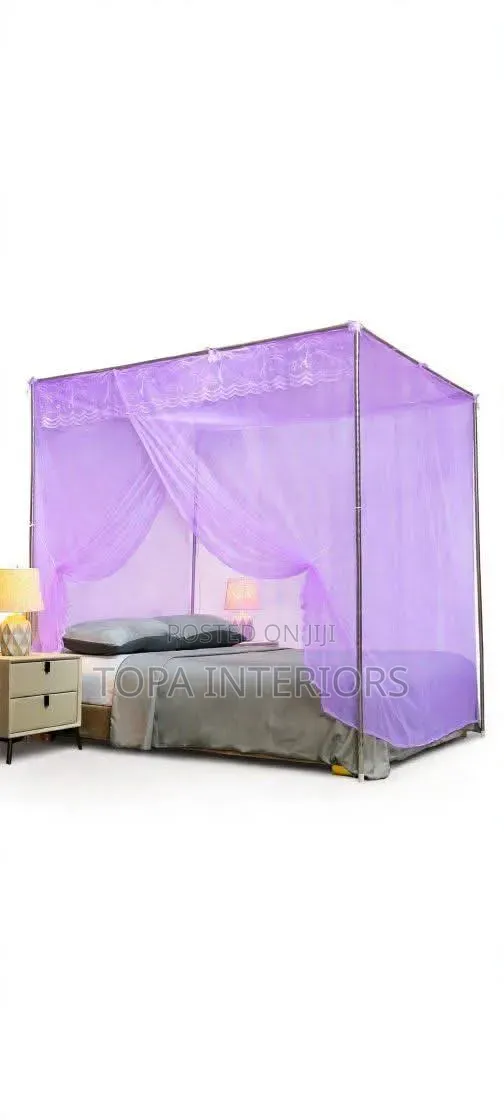Premium 4-Stand Canopy Mosquito Net - Purple - 1
