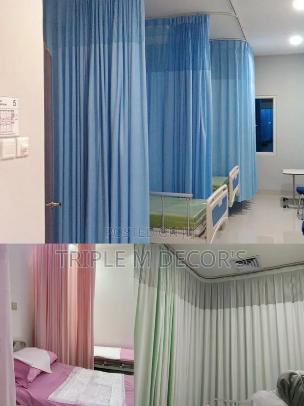Heavy-Duty Polyester Hospital Curtains With Mesh (Per Meter) - 1