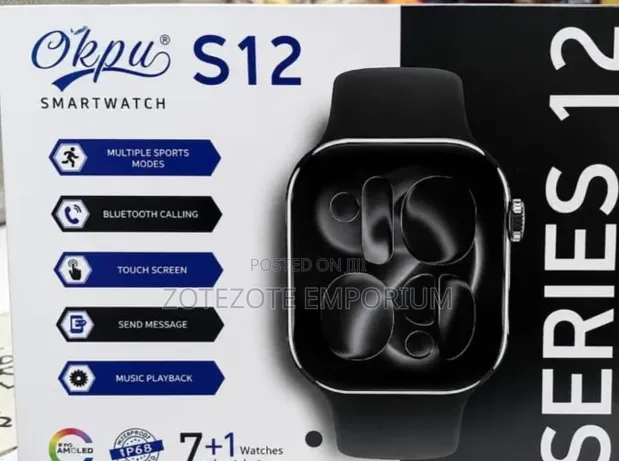 Okpu Sx2 Series 12 Smartwatch with 7 Straps - 1