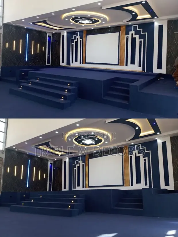 Premium Navy Blue 4mm Delta Carpet for Raised Stage - 1