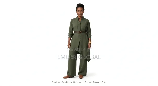 Ember Fashion Olive Power Set - Tuni Isiyo sawa & Suruali Pana - 1