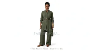 Ember Fashion Olive Power Set - Tuni Isiyo sawa & Suruali Pana