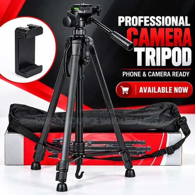 Professional Camera Tripod Stand with Phone Holder - 1