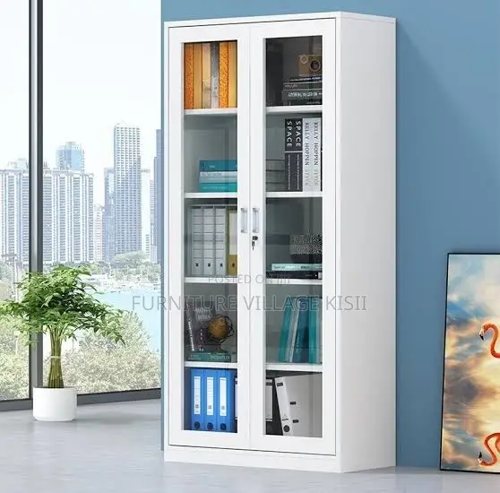 2-Door Glass Office Filing Cabinet - 1