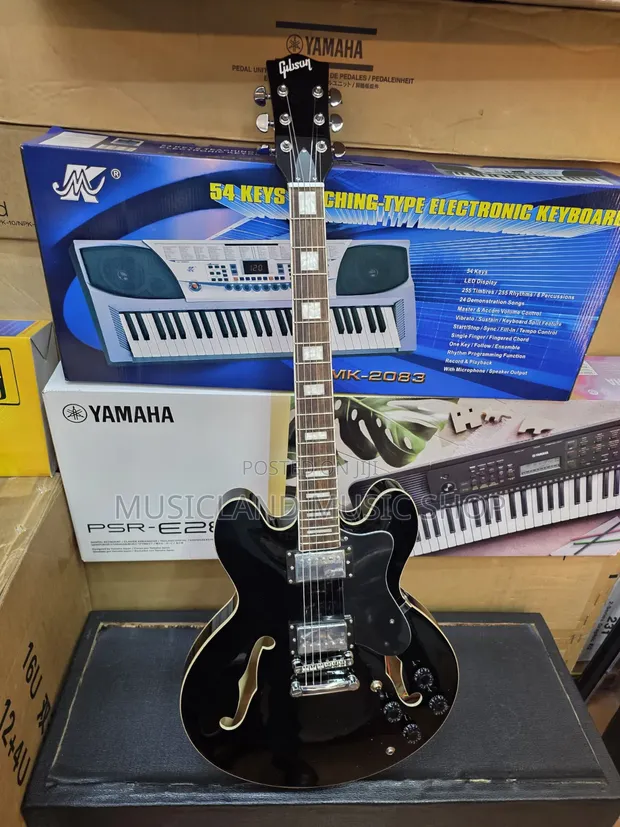 Black Gibson Electric Hollow Guitar - 1
